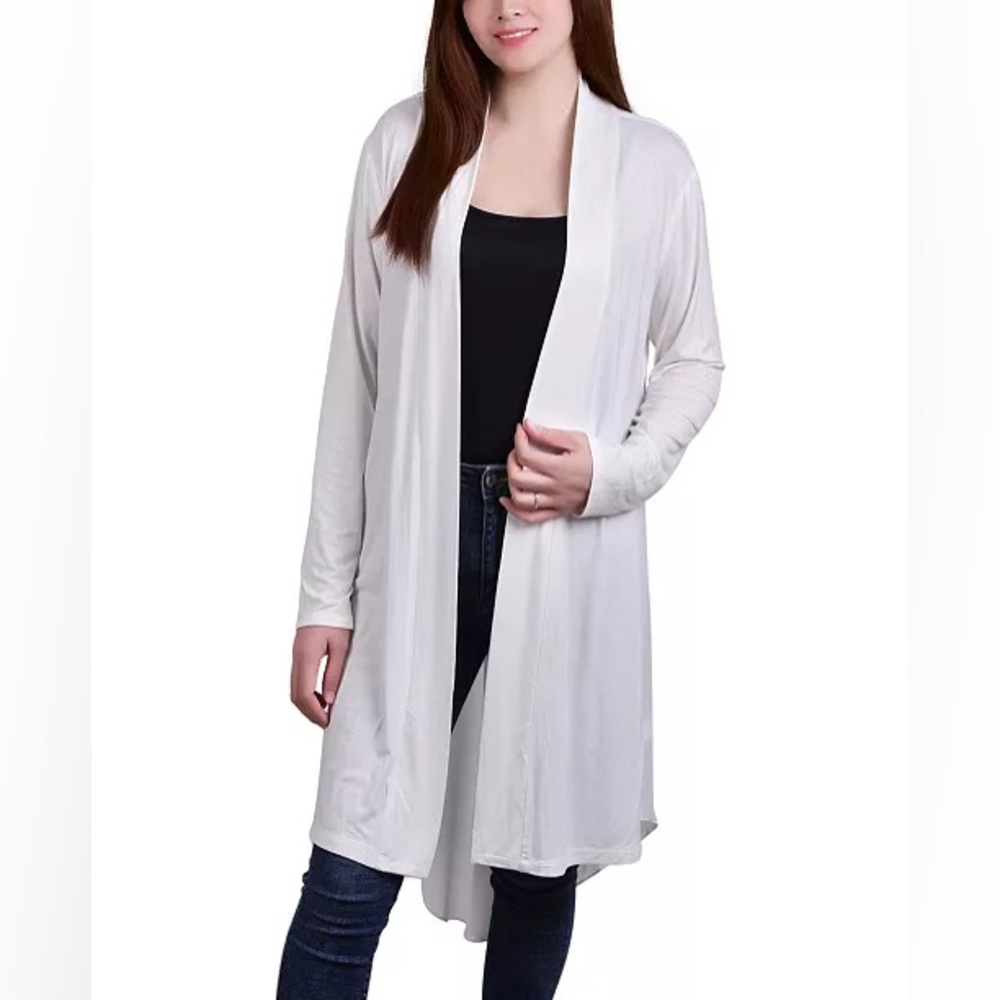 NWT NY Collection Long Sleeve Knit Cardigan with Chiffon Back